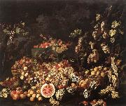 RECCO, Giuseppe Still-Life with Fruit and Flowers Norge oil painting reproduction